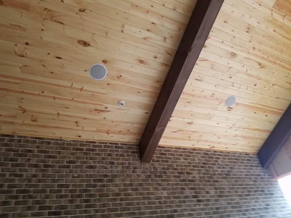 Teak Ceiling Speaker Installation